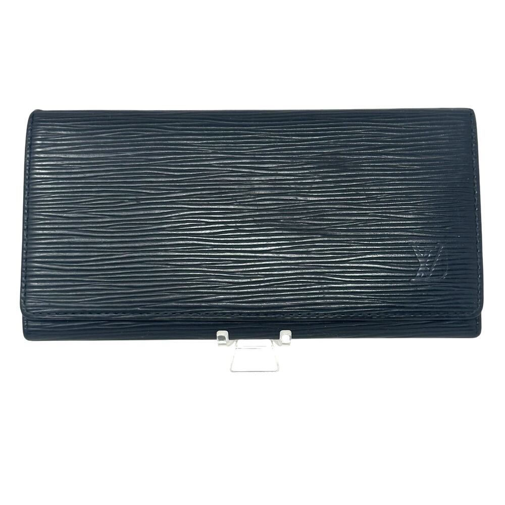 Louis Vuitton LV Epi Leather Checkbook Holder Bifold Black